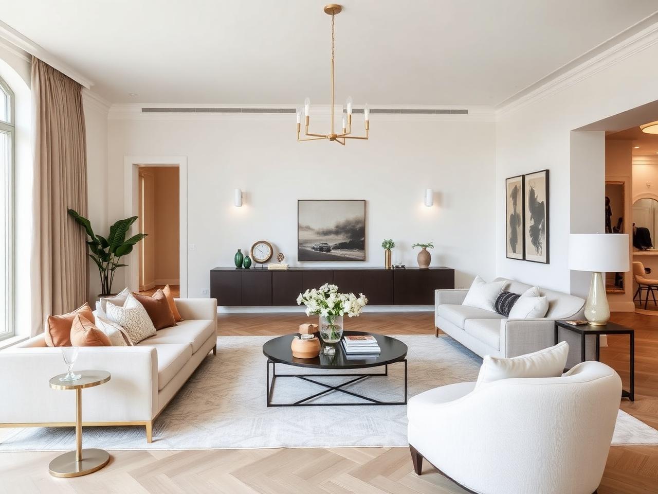 Elegantly styled modern interior with designer furniture